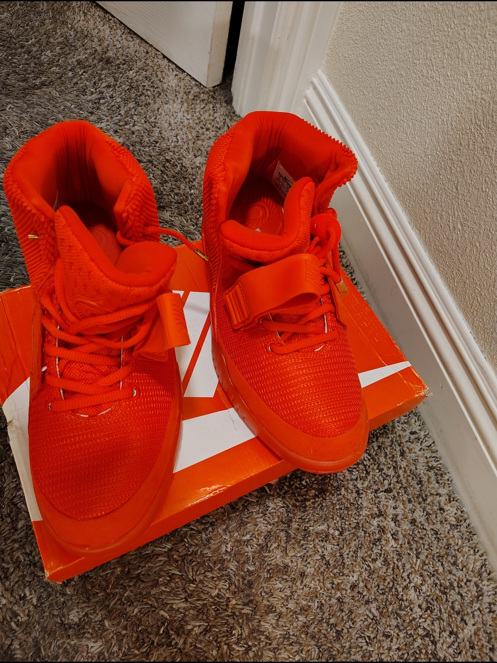 Yeezy Kanye West Nike All-Red High-Top Athletic Sneakers - Picture 6 of 6